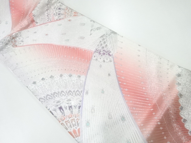 JAPANESE FUKURO OBI / WOVEN ABSTRACT PEACOCK